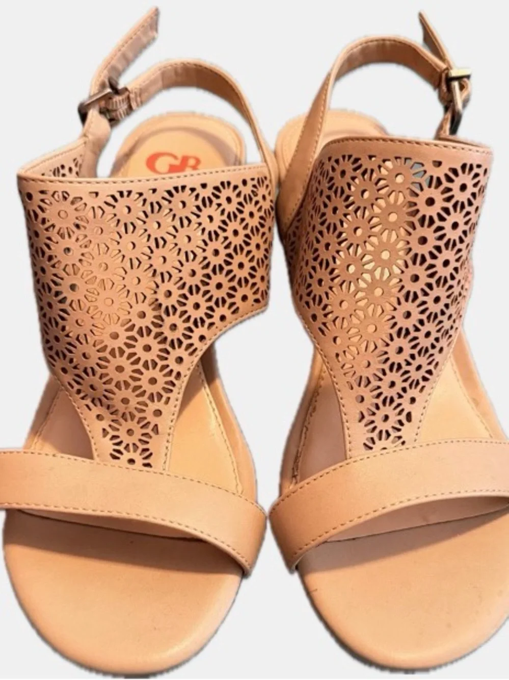 Girl’s Tan Cutout Faux Leather Sandals